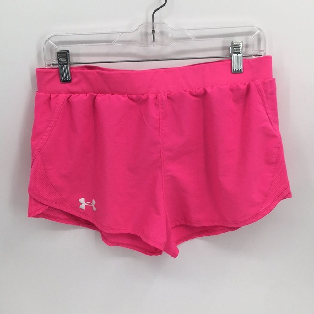 Under Armour Girls Bright Pink Athletic Shorts YXL Unlined Lightweight